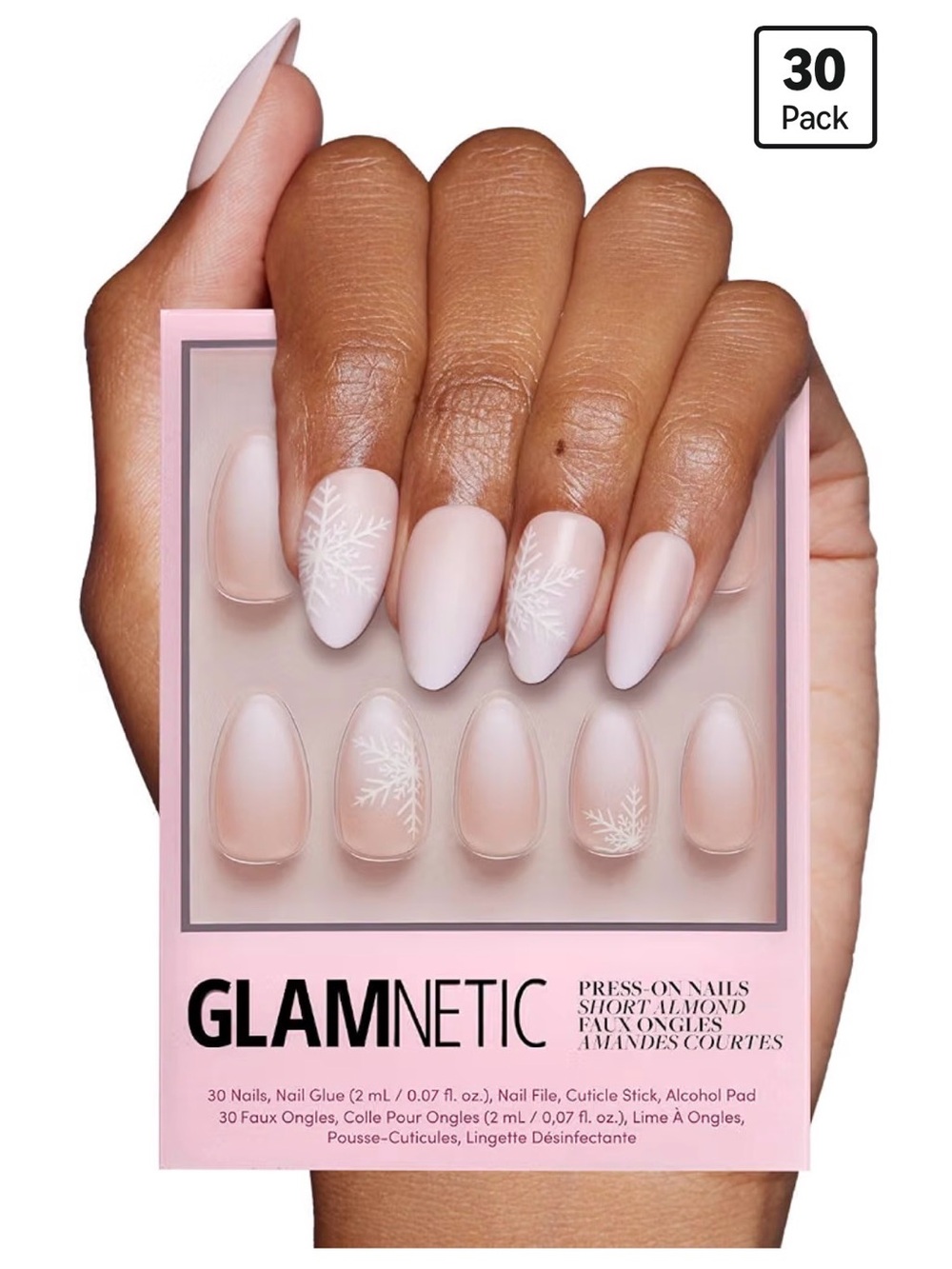 Glamnetic Snowdrift Nude Pink Snowflake Press-On Nails - 30 Pack